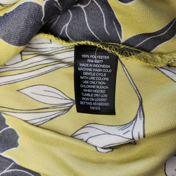 Worthington Paulina Floral Tie Front Sleeveless Blouse V Neck XL Yellow Top Chic - Picture 9 of 9